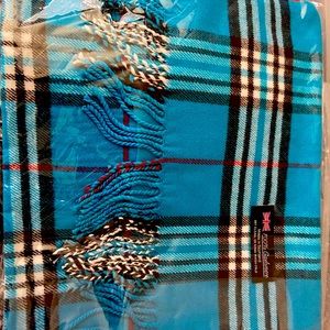 Cashmere Cyan Plaid Scarf